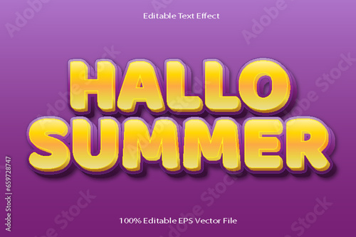 Hallo Summer Editable Text Effect 3d Emboss Cartoon Gradient Style