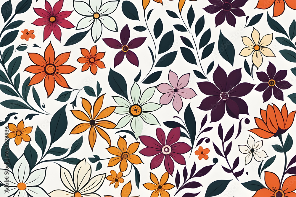 seamless floral pattern , floral wall paper , generative ai 
