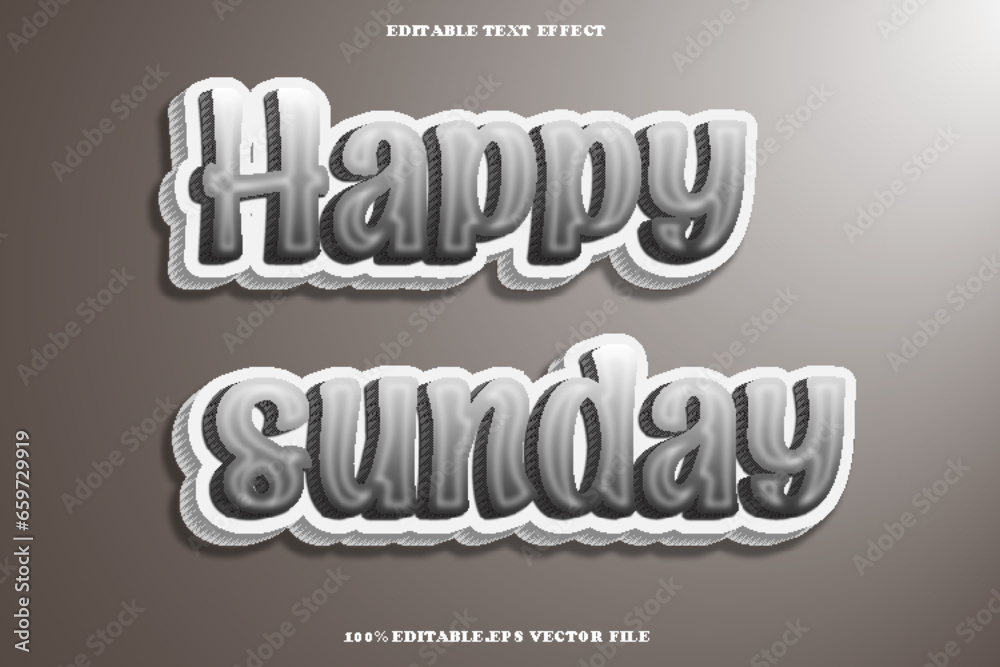 Obraz premium Happy Sunday Editable Text Effect 3D Emboss Gradient Style