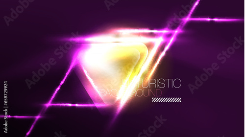 Wallpaper Mural Techno neon triangles with light effects in the dark Torontodigital.ca