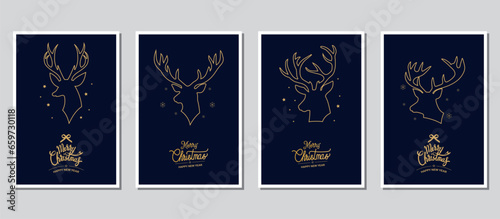 Merry Christmas modern card set elements greeting text