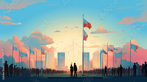 United Nations Day background. Illustration concept. Generative AI.