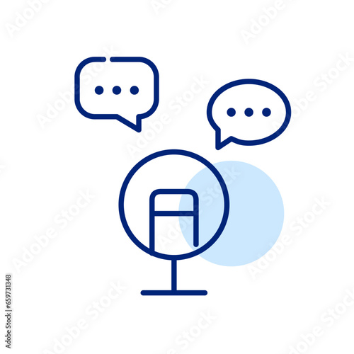 Radio or internet talk show. Group guest podcast. Pixel perfect, editable stroke icon 