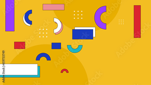 Vector abstract memphis geometric styled colorful colourful background