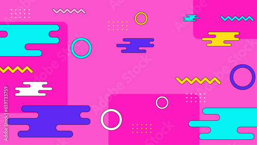 Vector abstract memphis geometric styled colorful colourful background