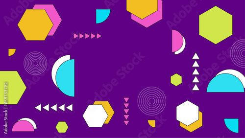 Colorful colourful vector memphis geometric background with shapes