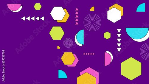 Vector abstract memphis geometric styled colorful colourful background