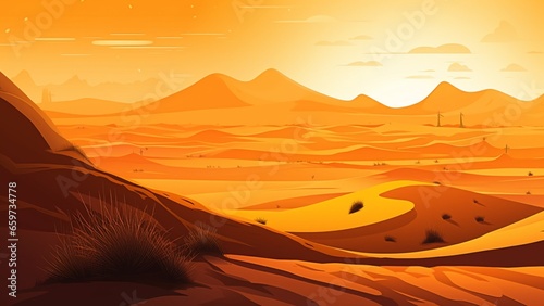 Sahara Desert Landscape Wallpaper Illustration