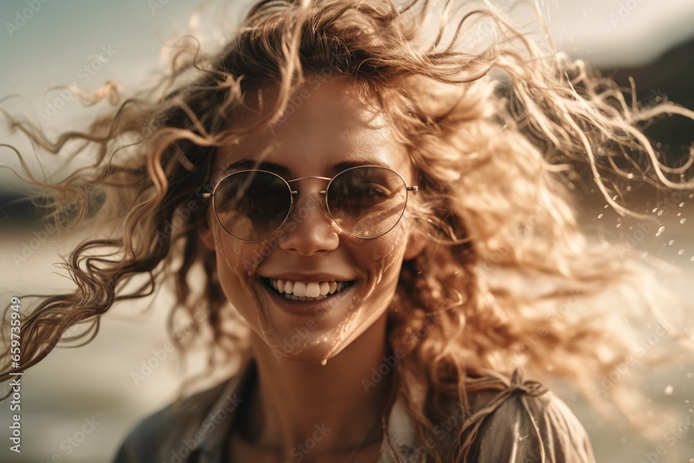 Happy woman in trendy eyeglasses Happy woman in trendy eyeglasses