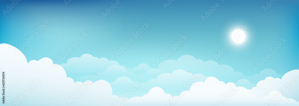 blue sky and clouds background with copy space for text