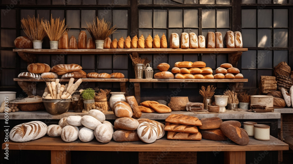 Modern Bakery with Different Kinds of Bread