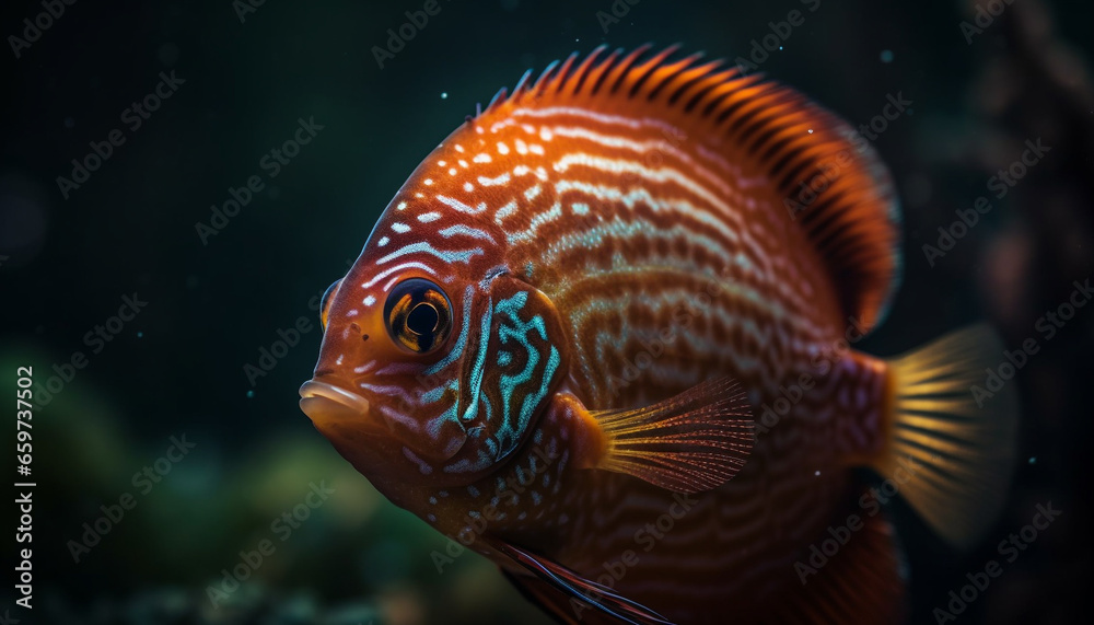 A vibrant lionfish swims in a multi colored coral reef generated by AI A vibrant lionfish swims in a multi colored coral reef generated by AI