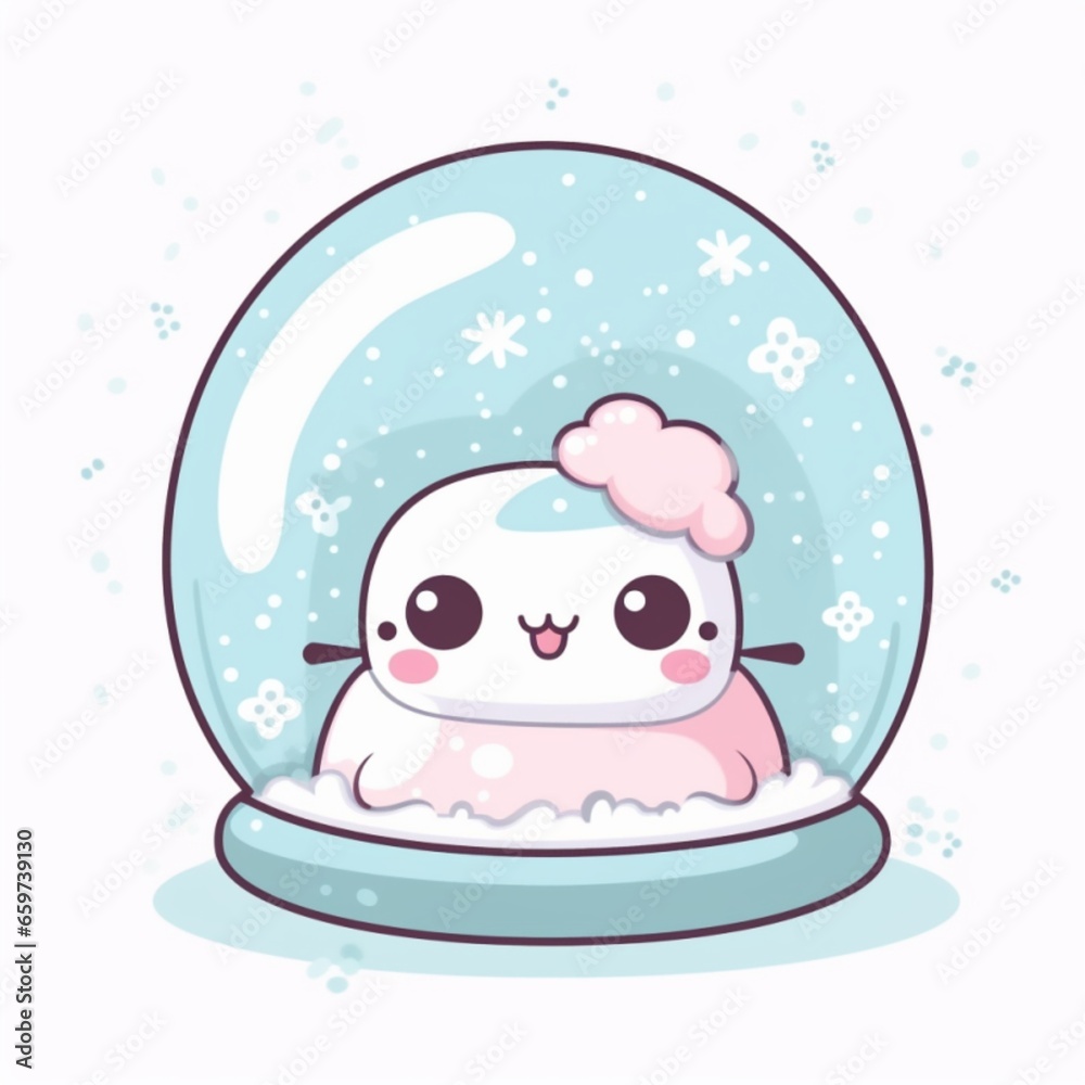 Kawaii Snowglobe Illustration Kawaii Snowglobe Illustration