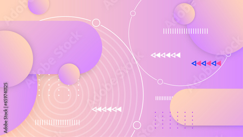 Purple violet and peach vector creative geometric design for abstract background with shapes and memphis style