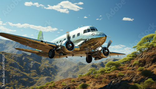 Wallpaper Mural Flying high in the sky, a commercial airplane takes off generated by AI Torontodigital.ca