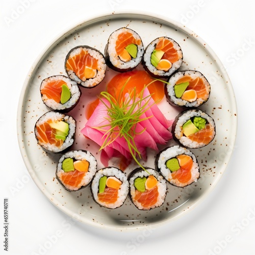 Delectable sushi rolls with colorful ingredients