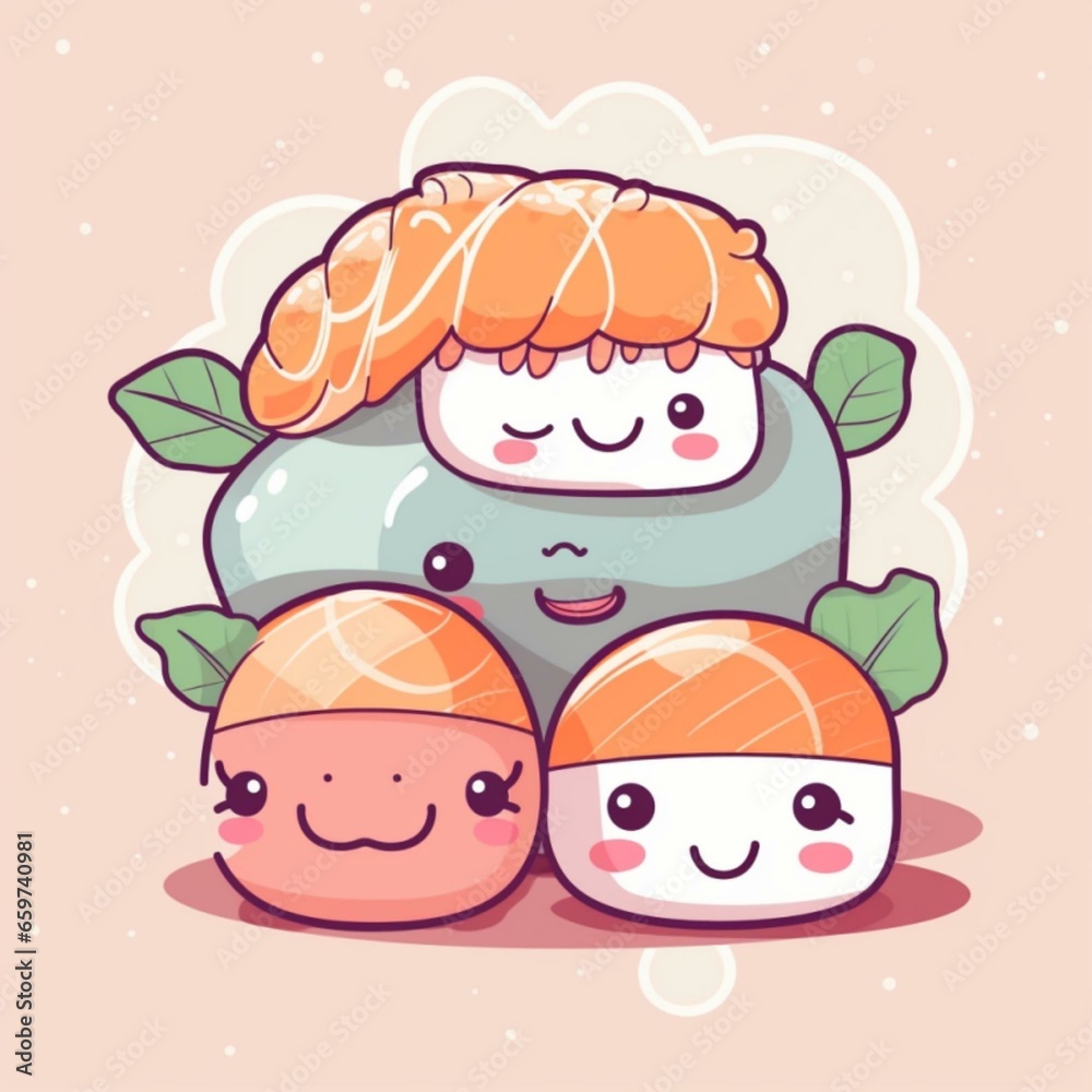 Kawaii Sushi Illustration Kawaii Sushi Illustration