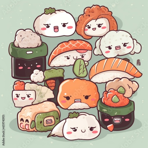 Kawaii Sushi Illustration