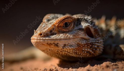 The horned dragon blue scales glisten in the tropical sunlight generated by AI