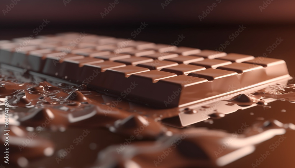 A tempting slice of dark chocolate brownie on a table generated by AI A tempting slice of dark chocolate brownie on a table generated by AI