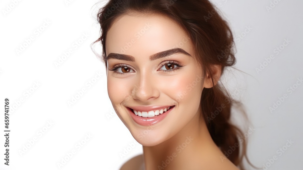 Happy young woman smiling with beautiful teeth. Generative Ai
Happy young woman smiling with beautiful teeth. Generative Ai