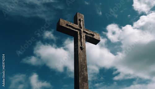 The cross, a symbol of sacrifice and forgiveness in Christianity generated by AI