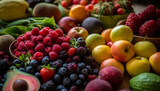 Healthy eating with a variety of juicy, ripe berry fruits generated by AI