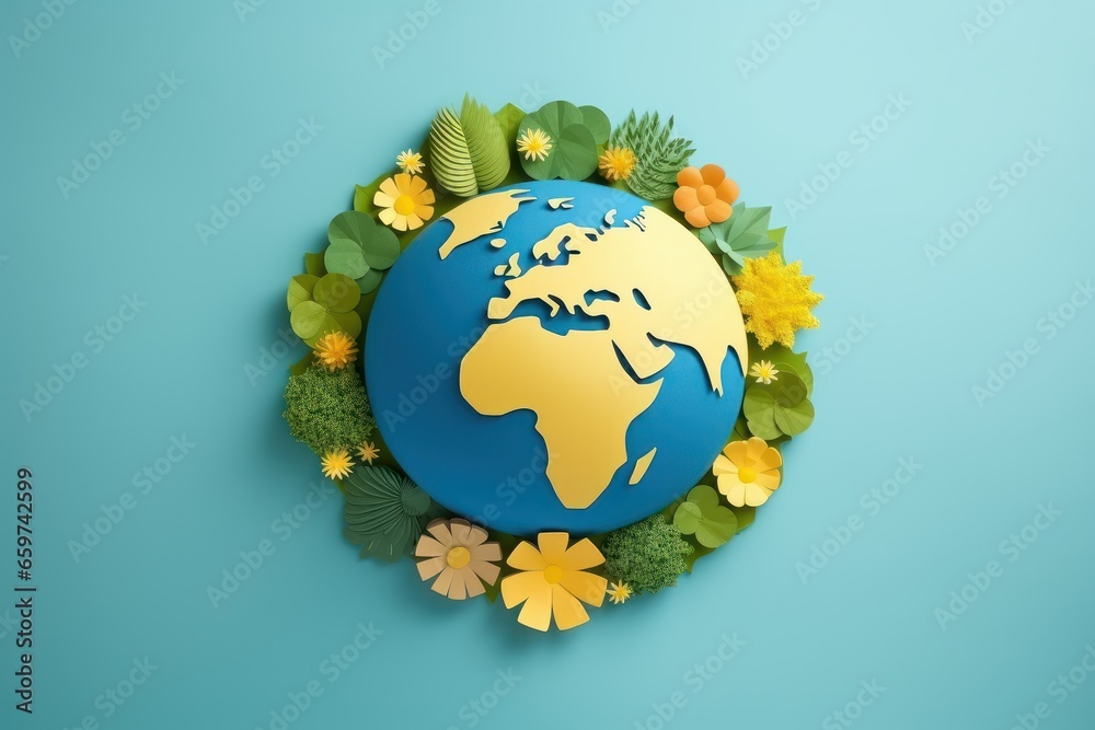 Eco Friendly Earth Papercraft Style, Save the World Background, Earth day, Environment Day. Eco Friendly Earth Papercraft Style, Save the World Background, Earth day, Environment Day.