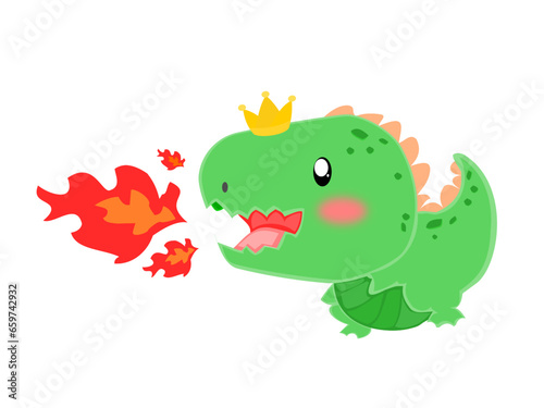 Cute dinosaur on white background Vector illustration