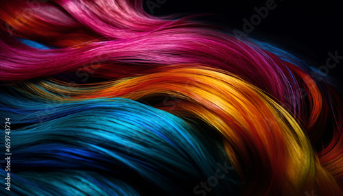 Vibrant colored abstract design with blurred motion and smooth hairstyle generated by AI