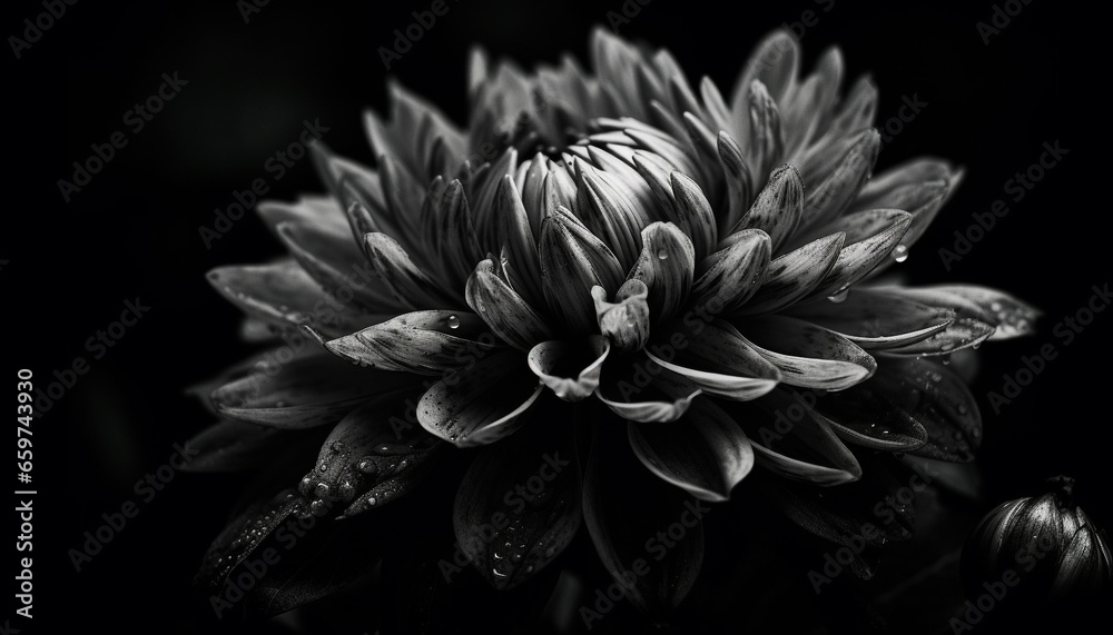 Freshness and Fragility of a Single Daisy on Black Background generated by AI Freshness and Fragility of a Single Daisy on Black Background generated by AI