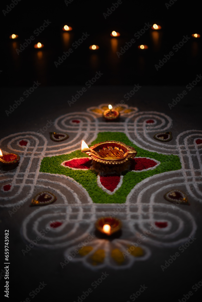 Clay diya lamps lit during diwali celebration, Diwali, or Deepavali, is India's biggest and most important holiday. Clay diya lamps lit during diwali celebration, Diwali, or Deepavali, is India's biggest and most important holiday.