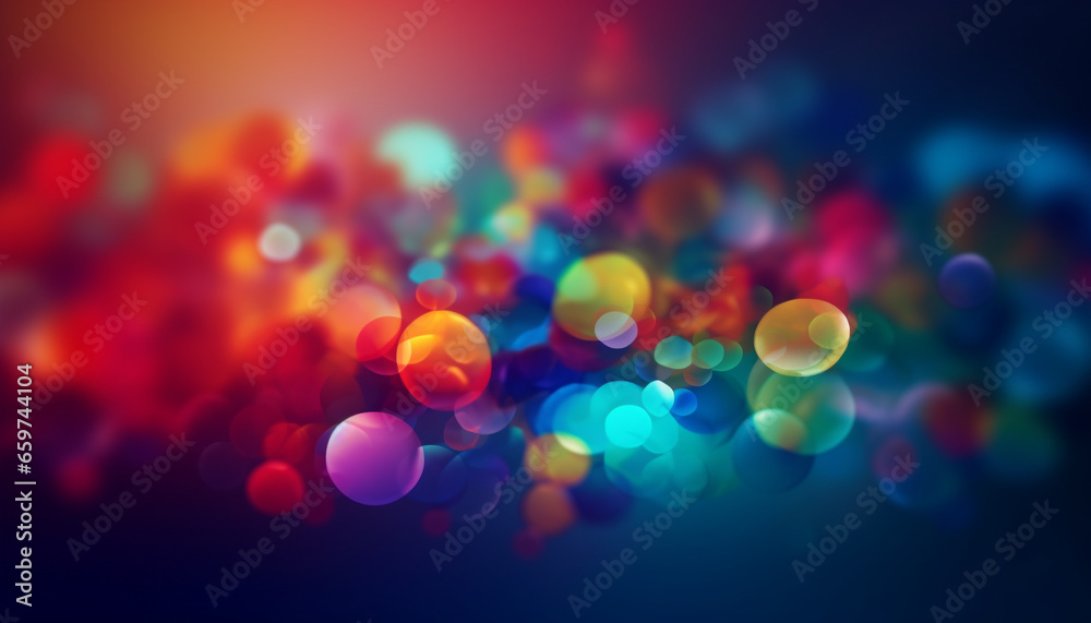 Vibrant multi colored circle pattern illuminated with bright glowing light generated by AI