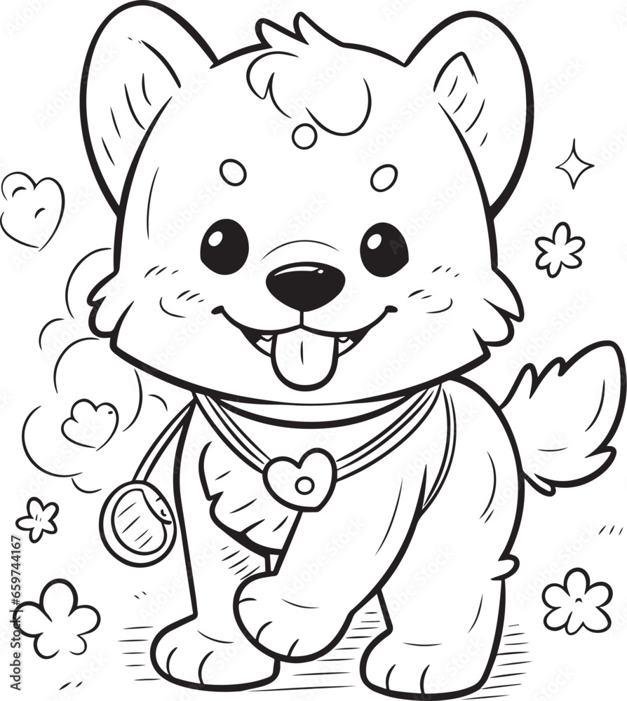 Obraz premium cute dog coloring page