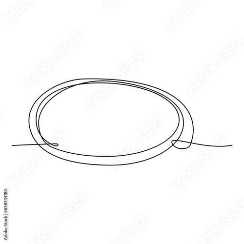 oval shape frame continuous line art, isolated on white