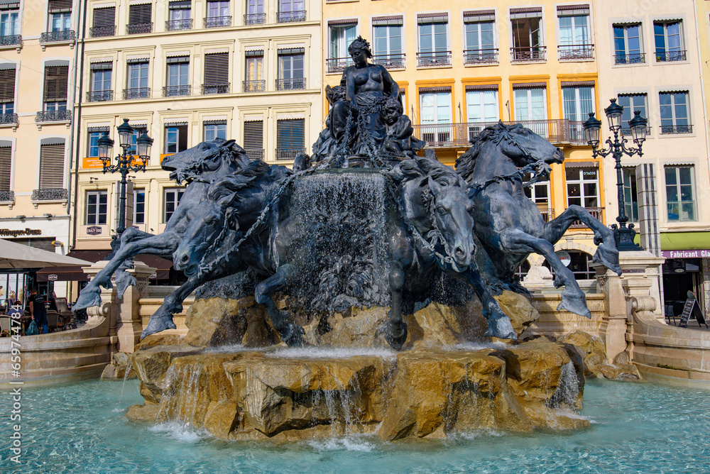 The Bartholdi Fountain at Place des Terreaux in Lyon, France