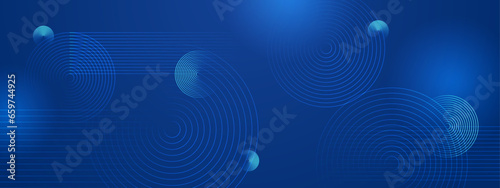 Blue modern abstract glowing shiny lines banner. Futuristic technology concept