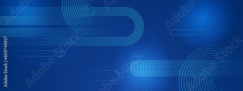 Blue vector abstract banner with shape shiny lines