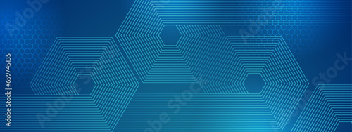 Blue and green modern simple dynamic shiny lines shapes banner with futuristic technology concept