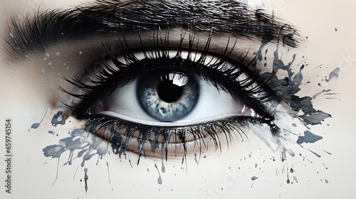 Stencil of Female Eyes Retina Centered Close Up