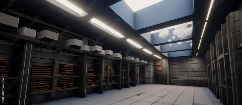 Obraz premium Modern Data Center, Server Room, Cloud Storage, Cloud computing and computer networking business communication concept