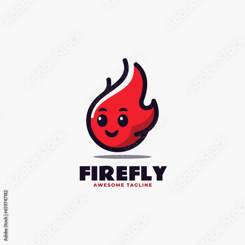 Vector Logo Illustration Fire Fly Mascot Cartoon Style.