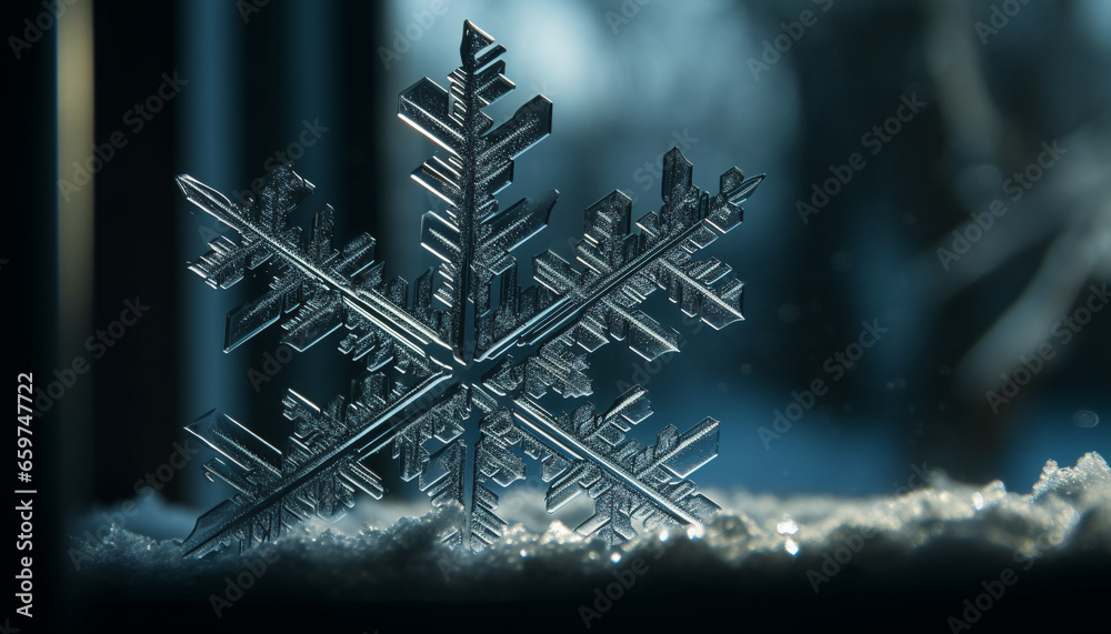 Winter snowflake background nature ice decoration season frozen abstract close up generated by AI Winter snowflake background nature ice decoration season frozen abstract close up generated by AI