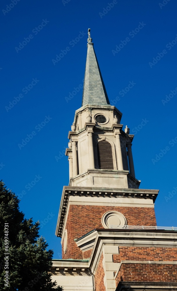 church steeple with sky background