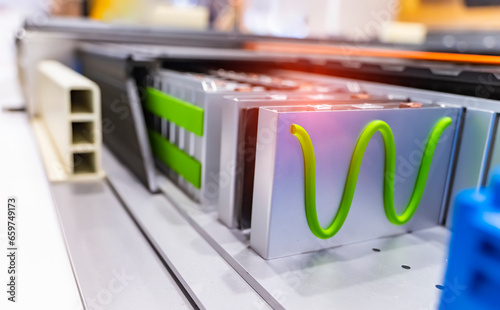 Tablou pe pânză model of electric car lithium battery pack and power connections with Thermal co