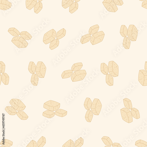 Flat line tofu seamless pattern. Suitable for backgrounds, wallpapers, fabrics, textiles, wrapping papers, printed materials, and many more.