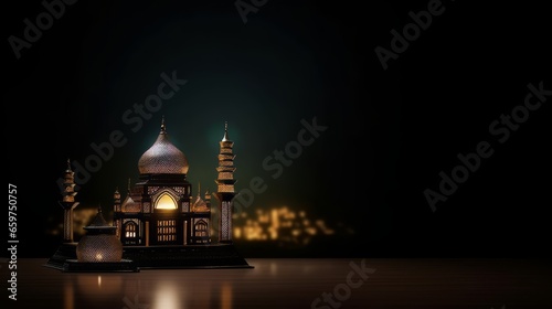 eidulfitri mosque lamp on a dark background