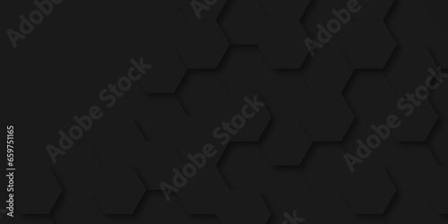 Abstract background with hexagon and Balck Hexagonal Background. Luxury black Pattern. Vector Illustration. 3D Futuristic abstract honeycomb mosaic black background. geometric mesh cell texture.