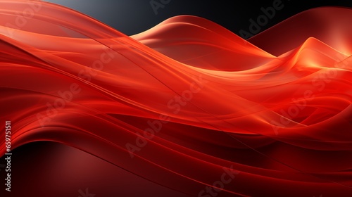 A passionate burst of red and peach lines ripple across a dark canvas  creating an abstract masterpiece that illuminates the beauty of light and art