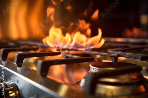 closeup of flame from gas stove